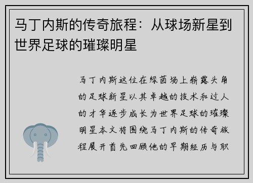 马丁内斯的传奇旅程：从球场新星到世界足球的璀璨明星